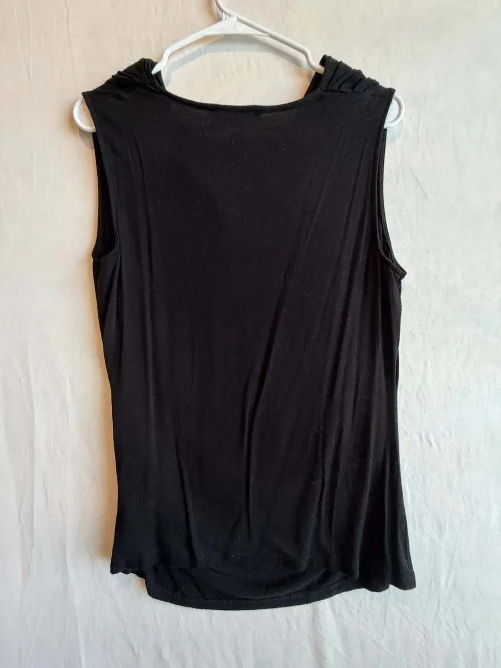 Michael Kors Women's Black Sleeveless Cowl Neck Top with Logo Plate